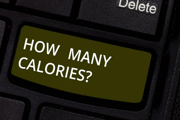 Word writing text How Many Calories. Business concept for asking about nutritional requirement or consumption food Keyboard key Intention to create computer message pressing keypad idea. — Stock Photo, Image