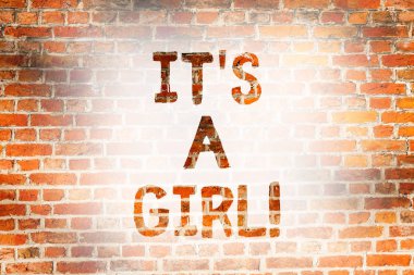 O S A kız gösterilen not yazma. Pembe tuğla duvar sanatı duvarda yazılı Graffiti motivasyonel arama gibi bir sürü iş fotoğraf bir bebek şirin pastel bekliyor vitrine renkler.