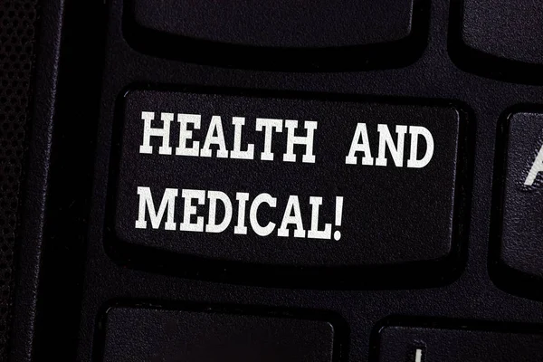 写《健康与医疗》的文字。概念意思条件有机体通常执行它的作用键盘键意图创造计算机消息按键盘想法. — 图库照片