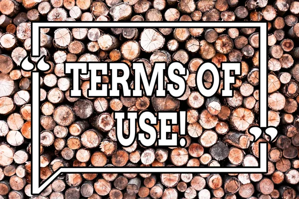 Text sign showing Terms Of Use. Conceptual photo Established conditions for using something Policies Agreements Wooden background vintage wood wild message ideas intentions thoughts.