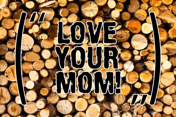 Word writing text Love Your Mom. Business concept for Have good feelings about your mother Loving emotions Wooden background vintage wood wild message ideas intentions thoughts.