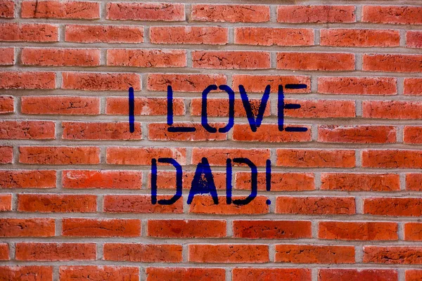 Signo de texto que muestra que amo a papá. Foto conceptual Buenos sentimientos sobre mi padre Afecto amoroso felicidad Ladrillo Arte de la pared como Graffiti llamada motivacional escrita en la pared . — Foto de Stock