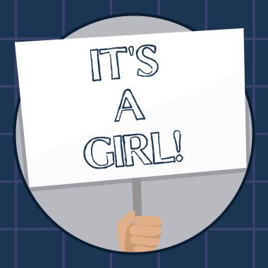 Kavramsal el S gösteren yazılı bir kızdır. Pembe bir sürü iş fotoğraf metin bekliyor bebek şirin pastel renkler.