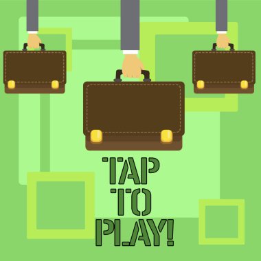 Kavramsal el oyun dokunun gösterilen yazma. İş fotoğraf metin değmek perde bir oyun ya da başka bir şey oynamaya başlamak için.