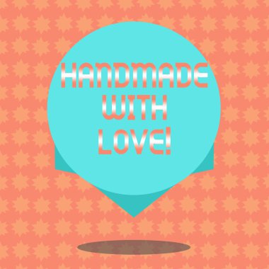 El yapımı aşk ile gösterilen not yazma. Fotoğraf makinesi ile yüksek kaliteli fotoğraf gölge ve tasarım kenarında boş renk daire yüzen tarafından değil elle yapılan iş vitrine.