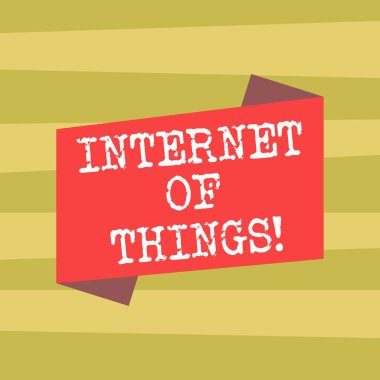 Internet Of Things gösterilen metin işareti. Kavramsal fotoğraf arası bilgi işlem aygıtlarına Internet üzerinden bağlantı boş renk katlanmış afiş şerit düz stil fotoğraf duyuru Poster için gömülü..