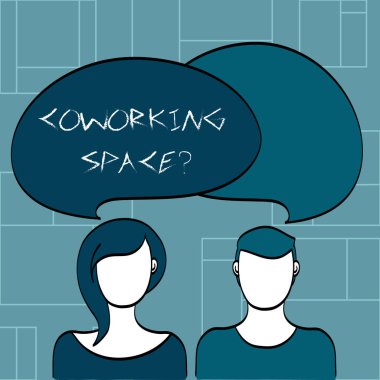 Coworking Spacequestion gösterilen metin işareti. Kavramsal fotoğraf iş çalışmaya sağlayan paylaşılan ofis hizmetleri.