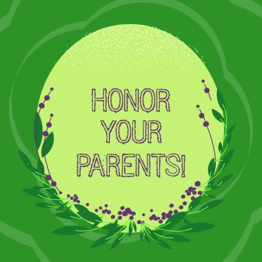 El yazısı metin onur Sayın veliler. Yüksek anlam kavramı davet için kenarlık olarak anne yaşlı yaprakları ve tomurcukları ile boş renk Oval şekil için büyük saygı saygı.