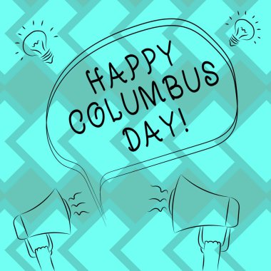 Mutlu bayram günü gösterilen metin işareti. Christopher Americas Freehand anahat kroki, boş konuşma balonu megafon ses fikir simgesinin içinde iniş kavramsal fotoğraf tatil anısına.