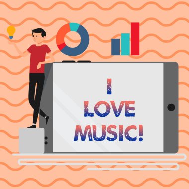 Word metin yazma ı Love Music. Sevgi için iyi olan için iş kavramı lirik şarkıcılar müzisyenler geliyor.