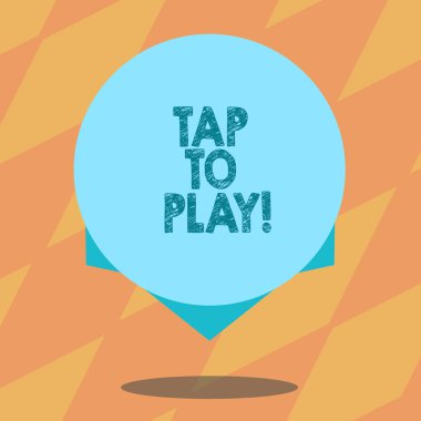 Play dokunun gösterilen metin işareti. Kavramsal fotoğraf dokunmatik ekranın kenarındaki bir oyun veya başka bir şey boş renk daire yüzen fotoğraf gölge ve tasarımı ile oynamaya başlamak için.