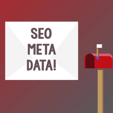Kavramsal el göstermek SEO Meta veri yazma. İş fotoğraf metin arama motoru optimizasyonu Online pazarlama stratejisi.