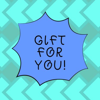 Hediye sizin için gösterilen metin işareti. Bir hediye almak için kavramsal fotoğraf sürpriz özel durum takdir boş renk patlama patlama çığlık konuşma balonu fotoğraf için promosyon reklamları.