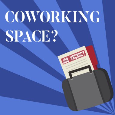 Coworking Spacequestion gösterilen metin işareti. Kavramsal fotoğraf iş çalışmaya sağlayan paylaşılan ofis hizmetleri.