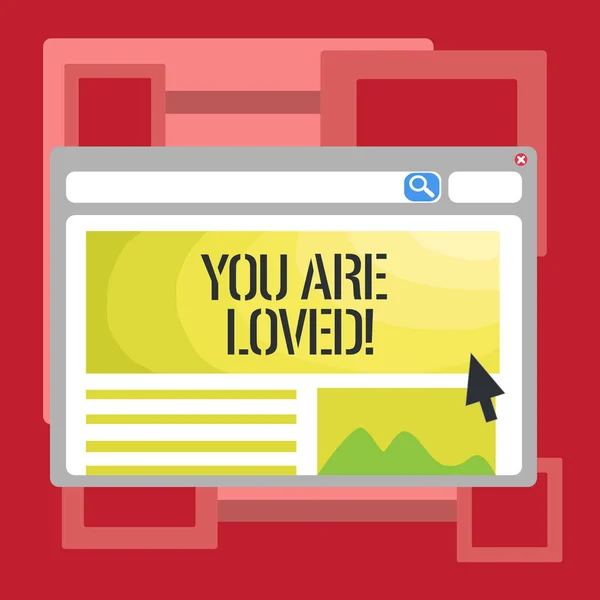 Manuscrito de texto escrevendo Você é amado. Conceito significado Alguém ama você tem sentimentos fortes feliz animado . — Fotografia de Stock