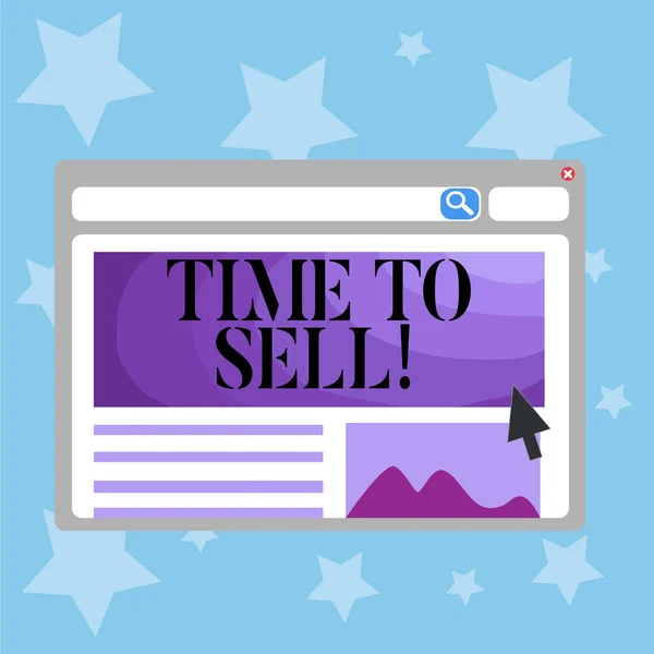 Escritura a mano conceptual que muestra Time To Sell. Texto de la foto de negocios Momento adecuado para vender una propiedad Negocios para obtener ganancias . —  Fotos de Stock