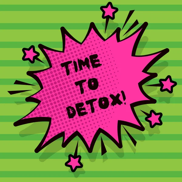 Word writing text Time To Detox. Business concept for Moment for Diet Nutrition health Addiction treatment cleanse. — Stock Photo, Image