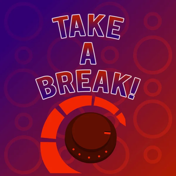Signo de texto que muestra Take A Break. Foto conceptual Descanso Deje de hacer algo tiempo de recreación salir del trabajo . — Foto de Stock