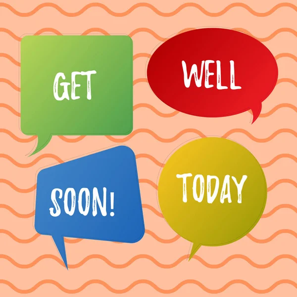 Écriture conceptuelle montrant Get Well Soon. Texte de la photo d'affaires Souhaitant que vous ayez une meilleure santé que maintenant Salutations bons voeux . — Photo