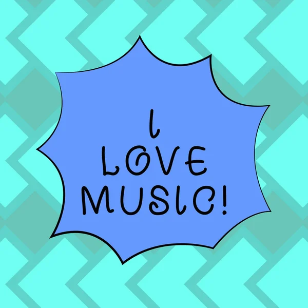 Segno di testo che mostra I Love Music. Foto concettuale Avere affetto per i buoni suoni cantanti lirici musicisti Blank Color Explosion Blast Scream Speech Bubble photo for Promotion Ads . — Foto Stock