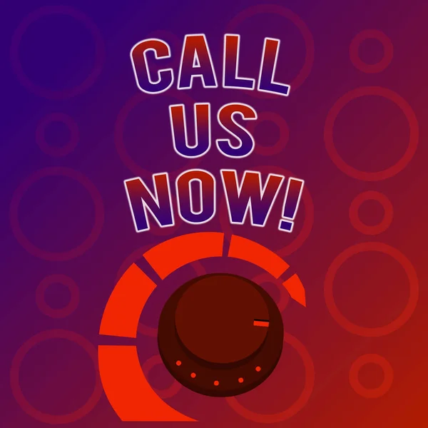 Text sign showing Call Us Now. Conceptual photo Communicate by telephone to contact help desk support assistance.