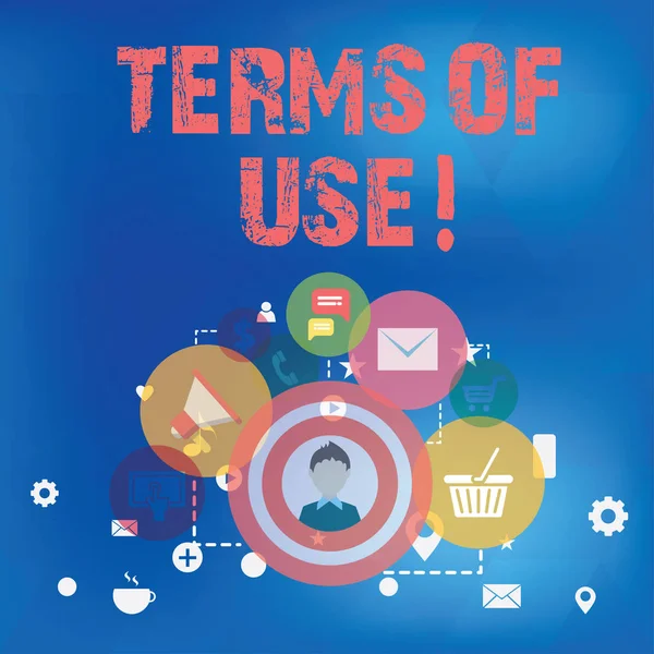 Text sign showing Terms Of Use. Conceptual photo Established conditions for using something Policies Agreements. — Stock Photo, Image