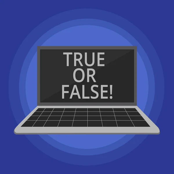 Text tecken visar sant eller falskt. Konceptuella foto bestämma mellan ett faktum eller berätta en lögn tvivel förvirring. — Stockfoto