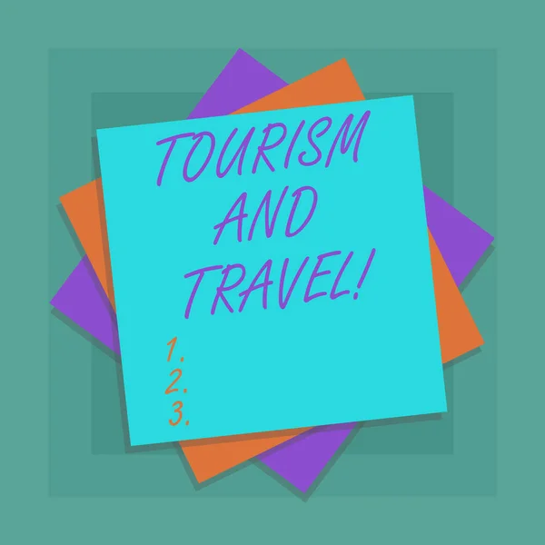 Fogalmi kézi írás, idegenforgalmi és utazási mutatja. Fénykép bemutató üzleti vonzza a több réteg a lemezek színes papír karton árnyéka szórakoztató turisták elhelyezésére. — Stock Fotó