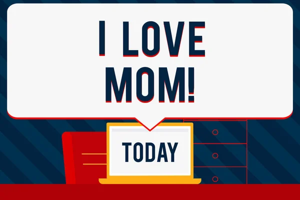 Handgeschreven tekst schrijven ik Love mam. Begrip betekenis goede gevoelens over mijn moeder genegenheid liefdevolle geluk. — Stockfoto