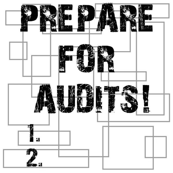 Conceptual hand writing showing Prepare For Audits. Business photo text evidences enable them make conclusion express opinion Outlines of Different Size Geometric Shape in Repeat Pattern. — Stock Photo, Image