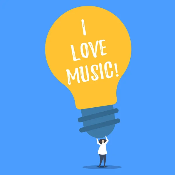 Parola che scrive testo I Love Music. Business concept per avere affetto per i buoni suoni cantanti lirici musicisti . — Foto Stock