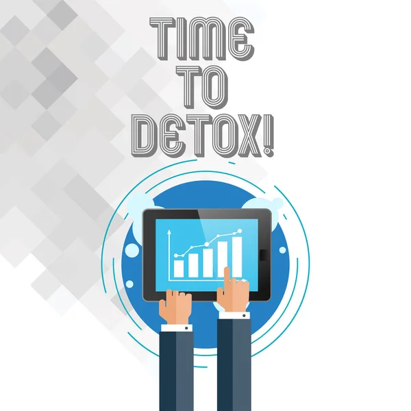 Escrever nota mostrando Time To Detox. Foto de negócios mostrando momento para a dieta Nutrição de saúde Tratamento de dependência limpar . — Fotografia de Stock