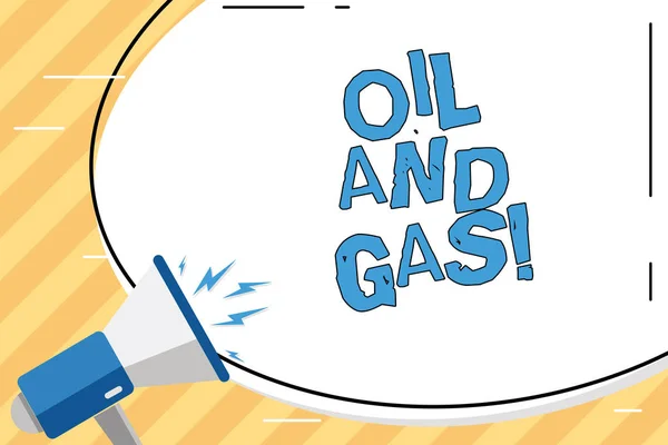 Texto de escritura de palabras Petróleo y gas. Concepto de negocio para la exploración Extracción Refinación Comercialización de productos petrolíferos . —  Fotos de Stock