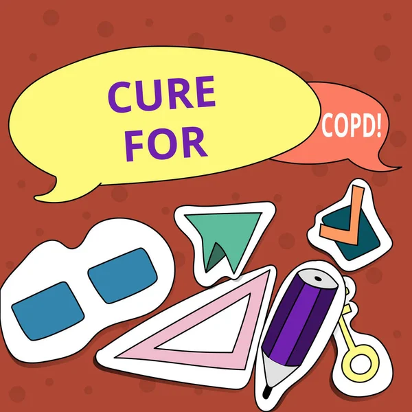 Ecriture conceptuelle montrant Cure For Copd. Texte de la photo d'affaires Traitement médical de la maladie pulmonaire obstructive chronique . — Photo