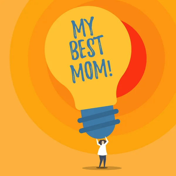 Writing Obs visar min bästa mamma. Företag foto skylta beundrar har tillgivenhet goda känslor kärlek till din mamma. — Stockfoto