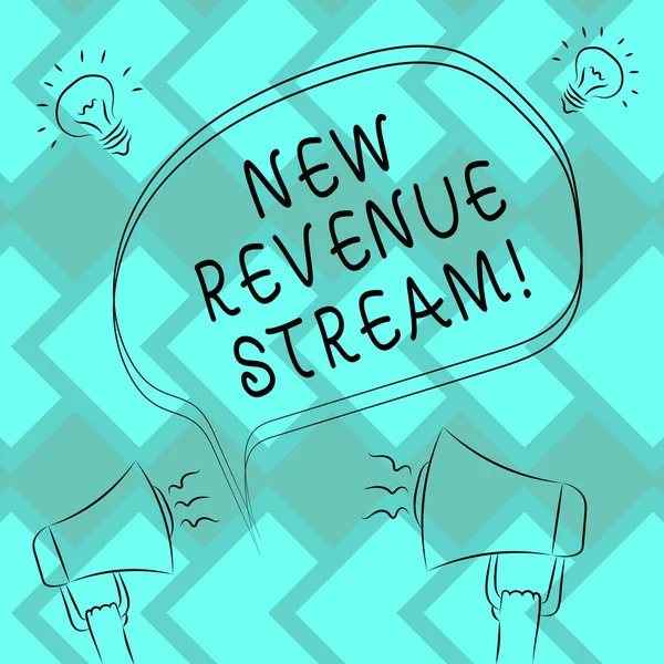 Segno di testo che mostra New Revenue Stream. Concettuale società di denaro foto riceve vendita particolare servizio di prodotto Freehand Outline Schizzo di Blank Speech Bubble Megaphone Sound Idea Icona . — Foto Stock