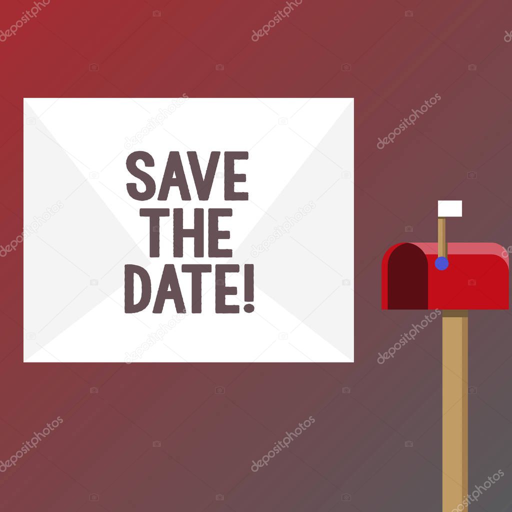 Conceptual hand writing showing Save The Date. Business photo text Systematized events Scheduled activity Recorded Filed.