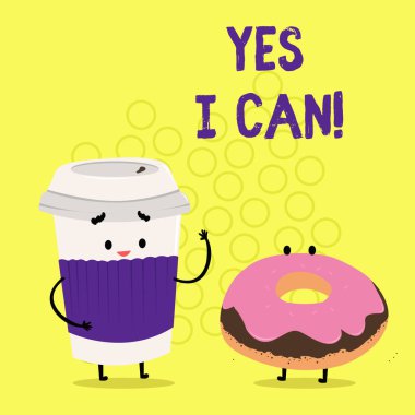 Evet I yapabilmek kavramsal fotoğraf bir şeyler yapmak için motivasyon gösterilen metin işaret devam için yeterli güce sahip.