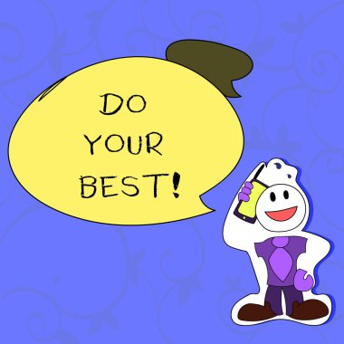 Kavramsal el yapmak Your Best gösterilen yazma. Hedeflerinizi gerçekleştirmek yüksek bir çaba için cesaret vitrine iş fotoğraf.