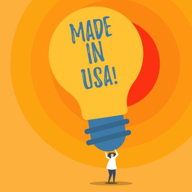 ABD'de yapılan gösterilen not yazma. Amerikan markası Amerika Birleşik Devletleri üretilen yerel ürün tanıtımları iş fotoğraf.