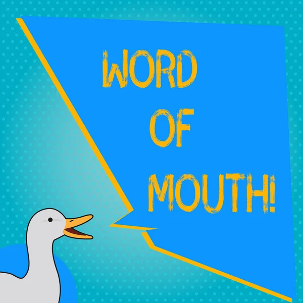 Manuscrito de texto escrevendo Palavra de boca. Significado do conceito Difusão oral de informações Contação de histórias Viva Voice . — Fotografia de Stock