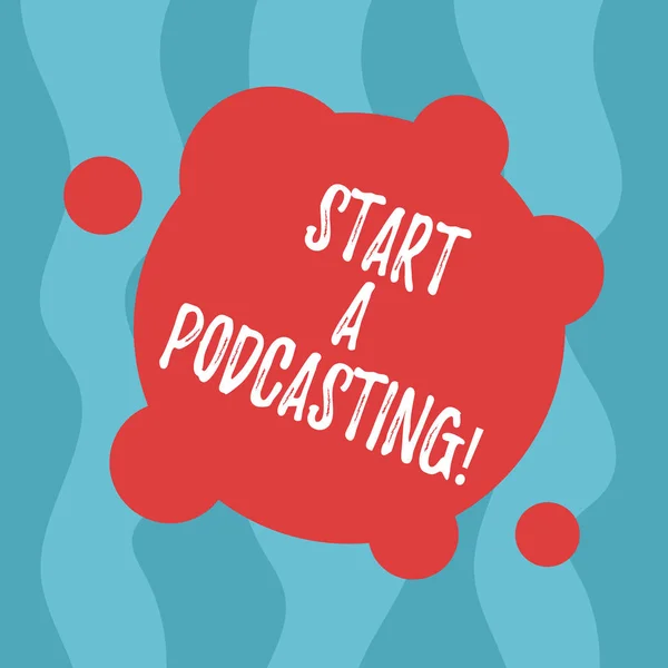 Conceptual hand writing showing Start A Podcasting. Business photo text preparation and distribution of audio files using RSS Blank Deformed Color Round Shape with Small Circles.