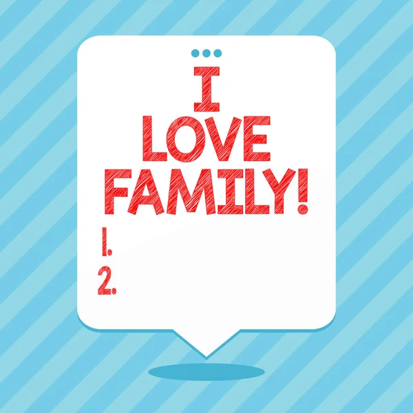 Tekst schrijven word ik liefde familie. Businessconcept voor goede gevoelens over familieleden liefdevolle zorg geliefden. — Stockfoto