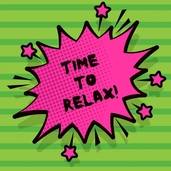 Scrierea de cuvinte text Timp pentru relaxare. Conceptul de afaceri pentru momentul de relaxare pentru o pauză de lucru sau de studiu de agrement . — Fotografie, imagine de stoc