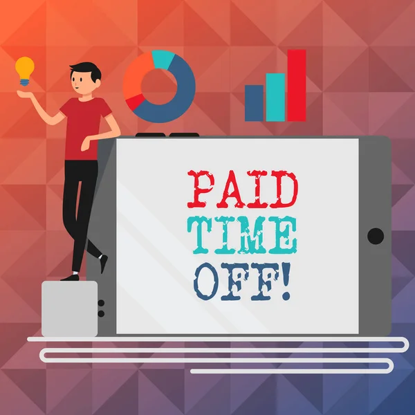 Text sign showing Paid Time Off. Conceptual photo Receiving payments for not moments where you are not working.