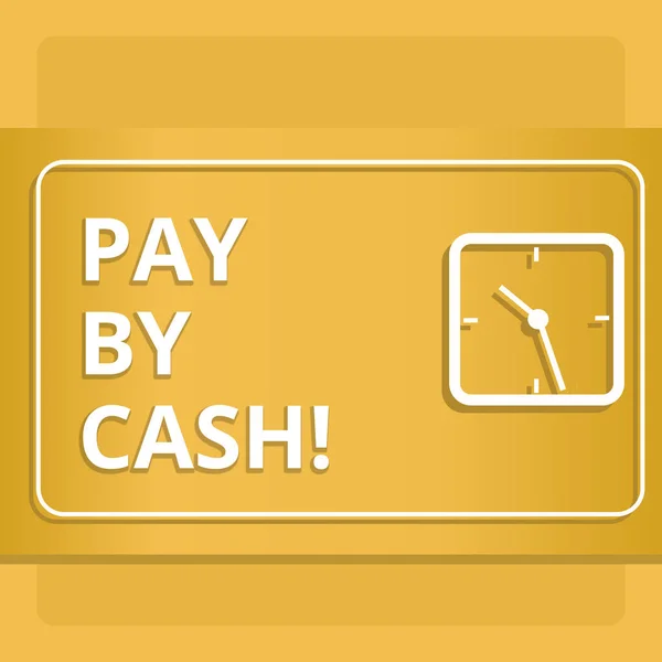 Manuscrito texto escrito Pay By Cash. Conceito significado Cliente pagando com notas de moedas de dinheiro Compras no varejo . — Fotografia de Stock