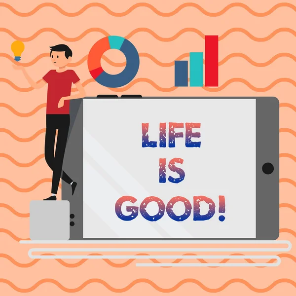 Ordet skriver text Life Is Good. Affärs koncept för få allt du vill och mer har hälsa bra jobb. — Stockfoto