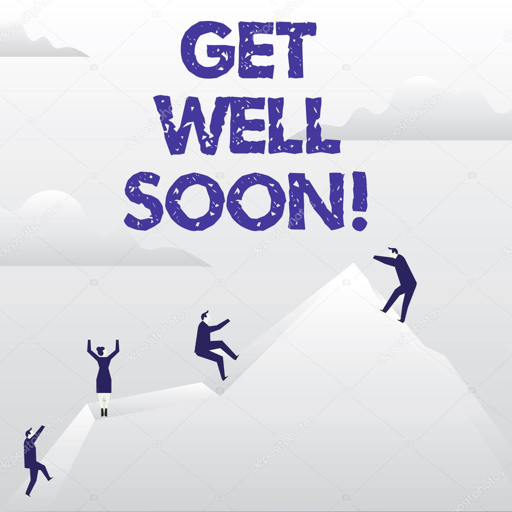 Conceptual hand writing showing Get Well Soon. Business photo showcasing Wishing you have better health than now Greetings good wishes.
