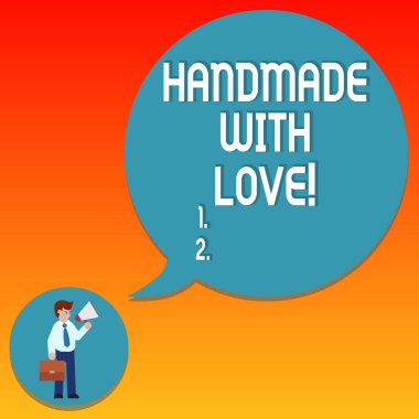 El yazısı metin ile el yapımı aşk yazma. Makine ile yüksek kaliteli kravat taşıyan evrak çantası elinde megafon boş konuşma balonu erkekte tarafından değil elle yapılan kavram anlam.