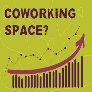 Coworking Spacequestion gösterilen not yazma. İş Hizmetleri çalışmak için paylaşılan ofisleri vitrine iş fotoğraf.